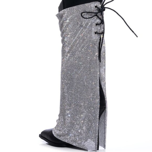AZALEA WANG " TAKE COVER " EMBELLISHED STILETTO BOOT / BLACK  (BRAND NEW !!!! - Picture 2 of 10